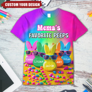 Grandma's Favorite Rabbit Rainbow Color Personalized 3D T-shirt