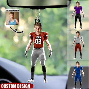 Custom Photo Football Player Christmas And Car Ornament - Gift For Football Lovers