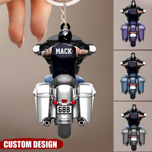 Personalized Motorbike Lovers Christmas Keychain