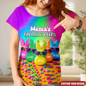 Grandma's Favorite Rabbit Rainbow Color Personalized 3D T-shirt