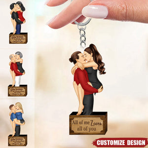 God Blessed - Romantic Personalized Couple Kissing Hugging Keychain - Gift For Couple