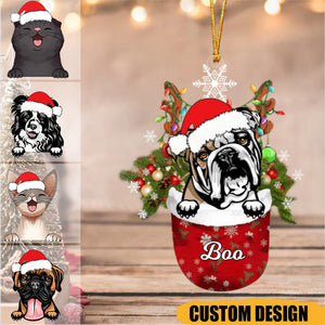 Pet In Snow Pocket Personalized Christmas Ornament