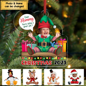 Dear Mommy you're doing a great job - Personalized Custom Acrylic Christmas Ornament Upload Photo