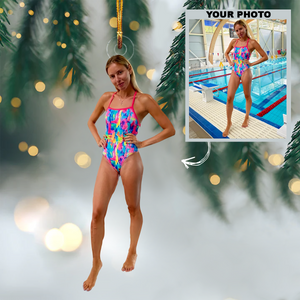 Personalized Swimmer Upload Photo Christmas Ornament